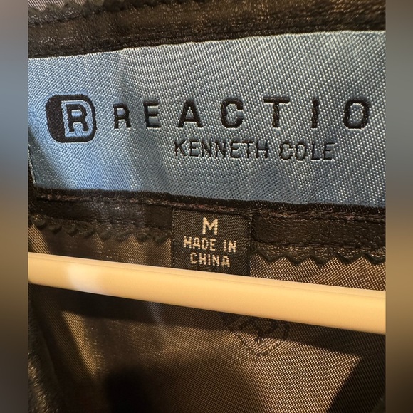 Reaction by Kenneth Cole Women's Y2K Black Leather Blazer Jacket Size M - Picture 6 of 10